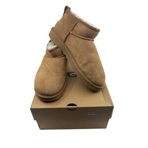 UGG Classic Ultra Mini Shearling Booties Slip-On 1116109 Chestnut Womens Size 8